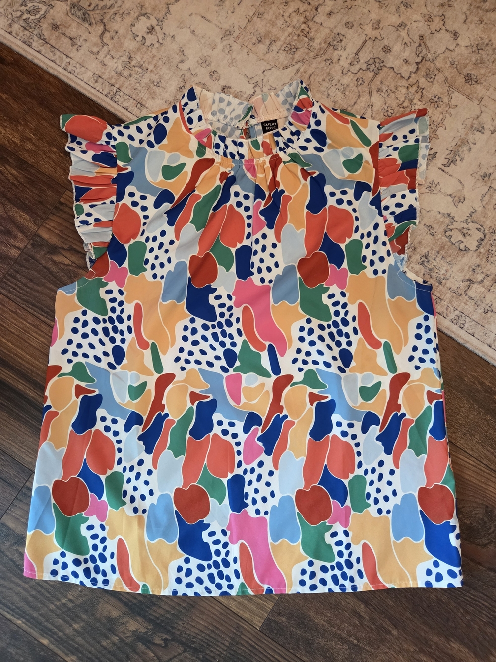 Colorful Abstract Ruffle-Sleeve Camisole